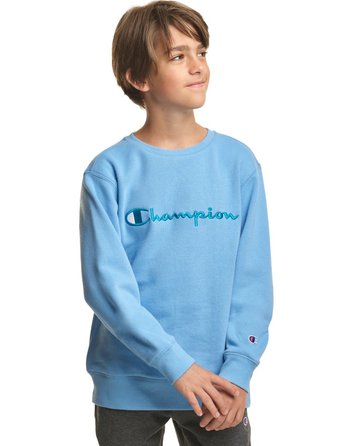 Champion Fleece Crew Embroidered Logo - Poikien Sininen Collegepaita - Suomi 5014972-WX